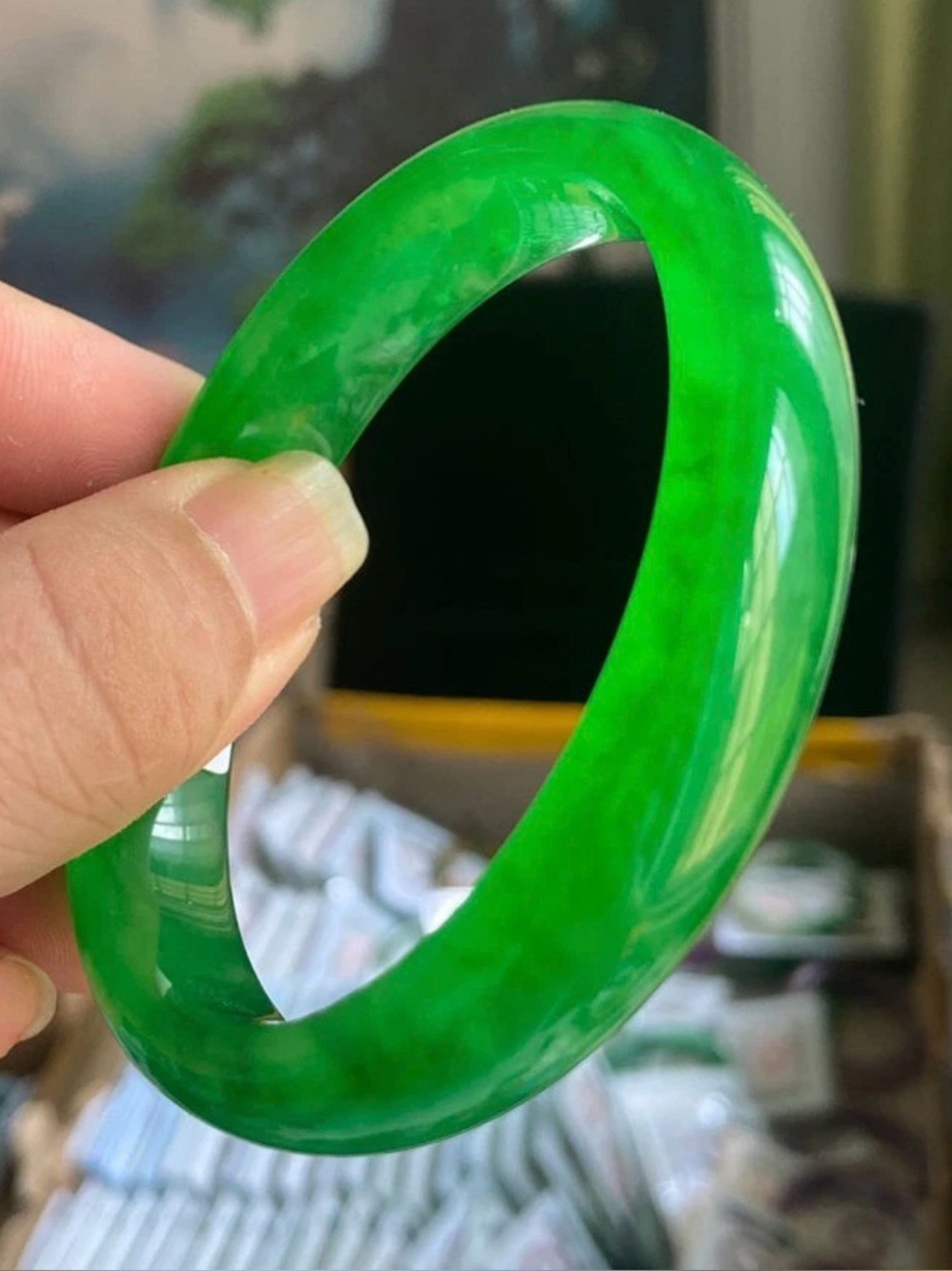 Green Jade Bangle Bracelet - Classic Women’s Jewelry